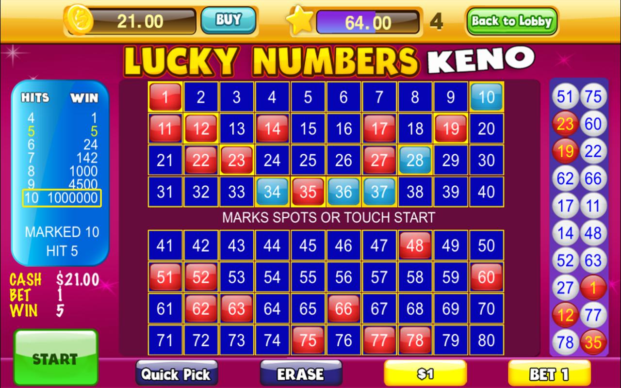 keno to go numbers